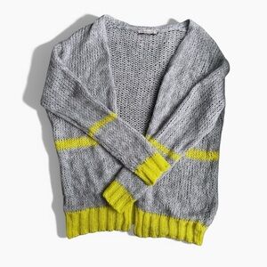 Chiaramente Knit Mohair Cardigan Sweater Grey and Yellow Made in Italy